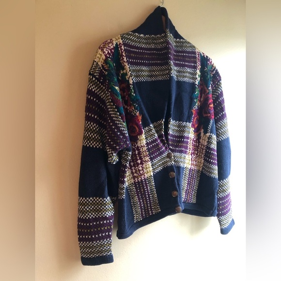 Casual Corner Embroidered Cardigan Floral Women’s Sweater Long Sleeve Size M - Picture 5 of 15